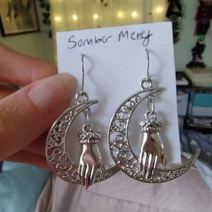 Dangle Earrings Moon Hand Choker Fairycore Whimsy Gothic